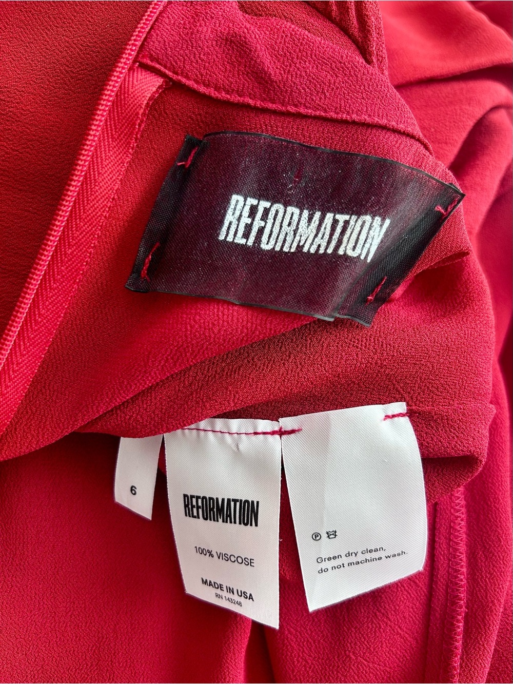 Reformation Gillian Dress Red Long Sleeve Ruffle Size 6 - Picture 12 of 13